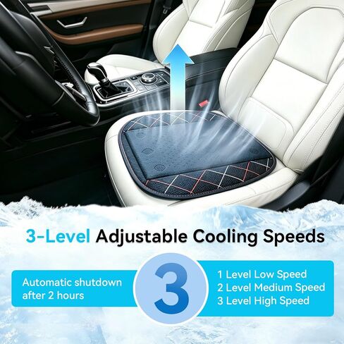 Cooling Car Seat Cover, Black Automotive Air Ventilated Cooling Seat Cover with 3 Adjustable Speeds for Summer Driving, Comfortable Cooling Car Seat Cushion for Car SUV Truck Van, Home & Office Chair in Saudi Arabia