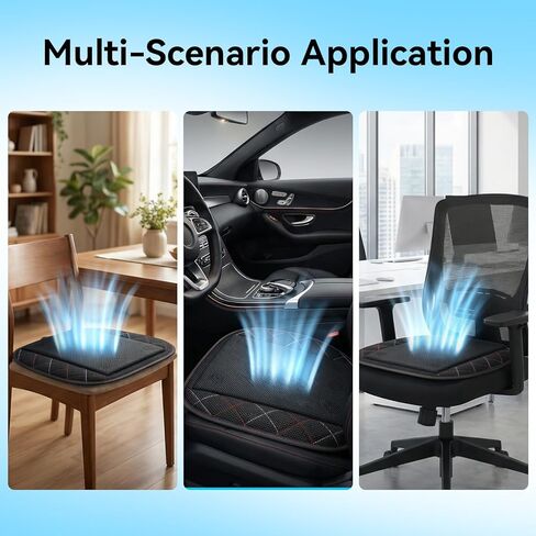 Cooling Car Seat Cover, Black Automotive Air Ventilated Cooling Seat Cover with 3 Adjustable Speeds for Summer Driving, Comfortable Cooling Car Seat Cushion for Car SUV Truck Van, Home & Office Chair in Saudi Arabia
