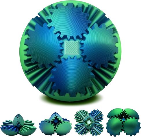 Gear Ball,3D Printed Gear Sphere Fidget Toy,Sensory Toys for Stress and Anxiety Relief,Suitable for Autism and ADHD Fidget Gear Ball,Stocking Stuffers for Adults & Kids Gift(Forest Green, 3.1 Inch) in Saudi Arabia