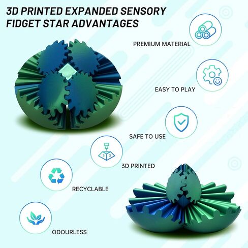 Gear Ball,3D Printed Gear Sphere Fidget Toy,Sensory Toys for Stress and Anxiety Relief,Suitable for Autism and ADHD Fidget Gear Ball,Stocking Stuffers for Adults & Kids Gift(Forest Green, 3.1 Inch) in Saudi Arabia