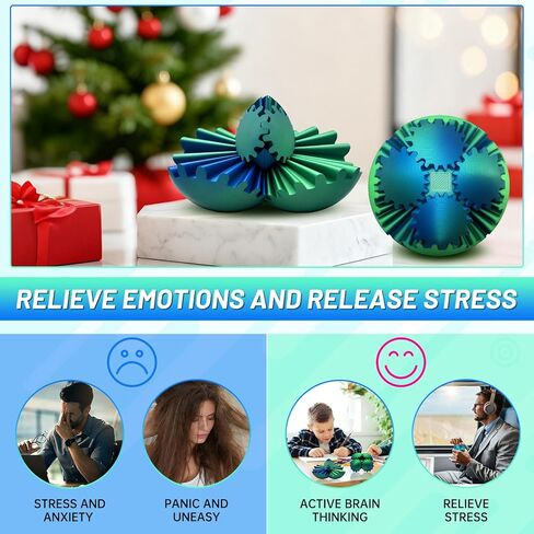 Gear Ball,3D Printed Gear Sphere Fidget Toy,Sensory Toys for Stress and Anxiety Relief,Suitable for Autism and ADHD Fidget Gear Ball,Stocking Stuffers for Adults & Kids Gift(Forest Green, 3.1 Inch) in Saudi Arabia