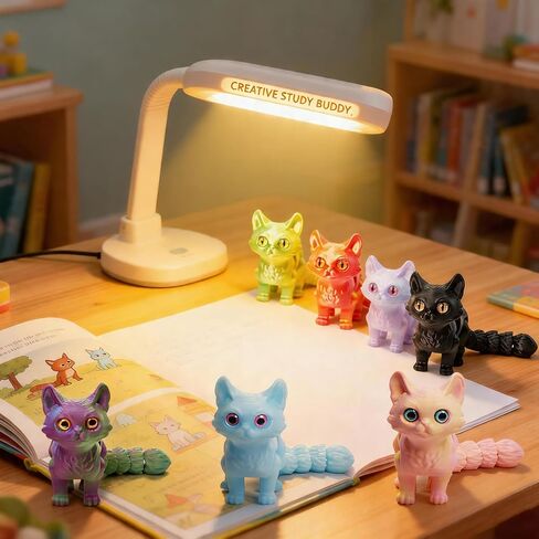 9 Pcs 3D Printed Cat Collection with Moving Joints, 3D Printed Kitty Figurines Bulk, Kawaii Cat Miniature Desk Toys, Small Animal Toys for Easter Egg Fillers, Flexible Fidget Toys for Kids in Saudi Arabia