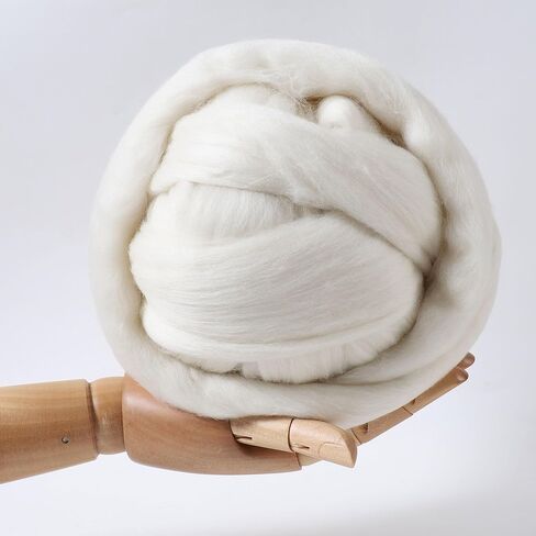 Merino Wool Roving Top for Spinning and Felting - 100% Natural Undyed, Soft Fine Wool for Needle Felting, Knitting, Dyeing (5.3oz) in Saudi Arabia