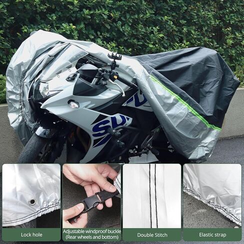 EYPINS Motorcycle Cover Waterproof All-Season – Fits Up to 96.5", 210D Fabric, Anti-Theft Lock-Holes & Reflective Stripes, Rain, Sun, Snow, Dust Protection in Saudi Arabia