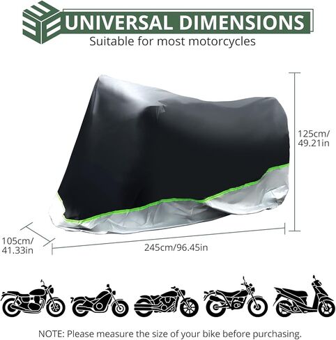 EYPINS Motorcycle Cover Waterproof All-Season – Fits Up to 96.5", 210D Fabric, Anti-Theft Lock-Holes & Reflective Stripes, Rain, Sun, Snow, Dust Protection in Saudi Arabia