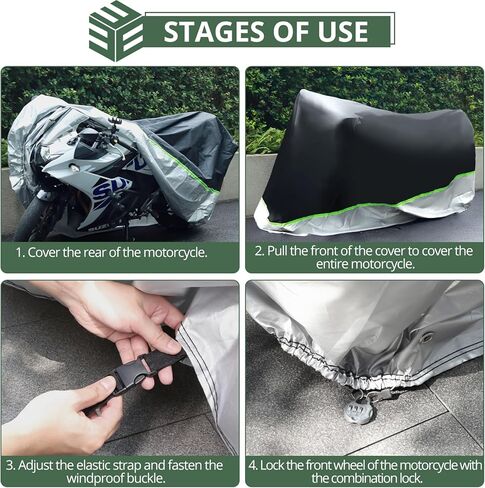 EYPINS Motorcycle Cover Waterproof All-Season – Fits Up to 96.5", 210D Fabric, Anti-Theft Lock-Holes & Reflective Stripes, Rain, Sun, Snow, Dust Protection in Saudi Arabia