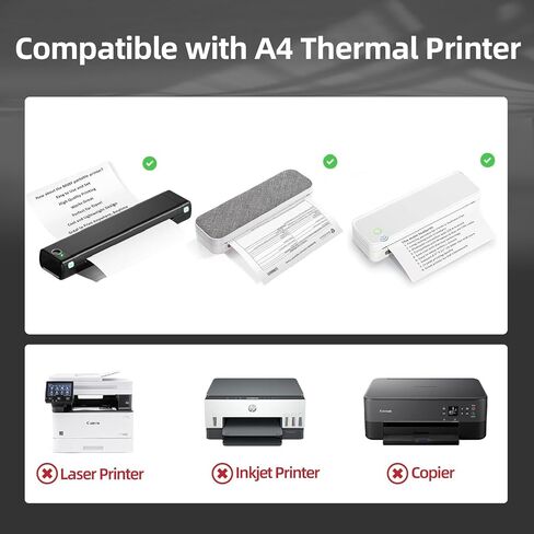 200 Sheets A4 Thermal Paper, HUOJI 8.3x11.7 Thermal Printer Paper, Compatible with A285M/MT800/MT800Q/M08F/M834 Portable Thermal Printer in Saudi Arabia