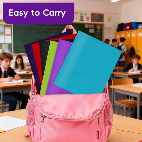 Binditek Plastic Folders with Pockets (6 Pack, Assorted Colors), Heavy Duty 2-Pocket File Folders with Business Card Slot, for Letter Size in Saudi Arabia