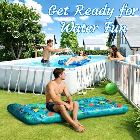 Pool Floats Lounger, 2 PCS 72''x35'' Ultra-Comfort Pool Rafts for Adults with Cooling Headrest and Cup Holders, Pool Floaties Raft Mat for Sun Tanning Swimming Beach Outdoor Pool Lake Party in Kuwait