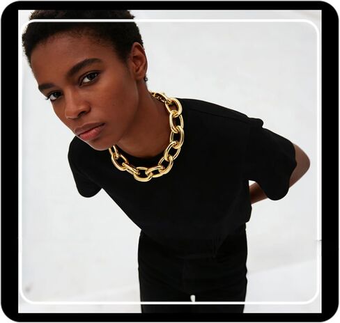 Doubnine Choker Silver Gold Curb Link Thick Chain Necklace Cool Punk Halloween Accessories Women Jewelry in Saudi Arabia