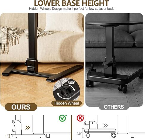 25 Inch Mobile Foldable Standing Desk, 180 Degree Tiltable Portable Rolling Laptop Table, Height Adjustable Sit-Stand Desk with Wheels, No Assembly Computer Workstation for Home Office, Brown in Saudi Arabia