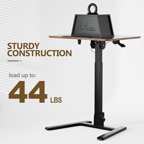 25 Inch Mobile Foldable Standing Desk, 180 Degree Tiltable Portable Rolling Laptop Table, Height Adjustable Sit-Stand Desk with Wheels, No Assembly Computer Workstation for Home Office, Brown in Saudi Arabia
