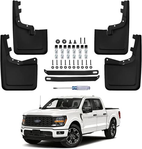 No Drill Mud Flaps for 2021-2026 Ford F-150,Heavy Duty Front & Rear Splash Guards Set for XL/STX/XLT/Lariat/King Ranch/Platinum/Limited/Tremor/Lobo Models,OEM-Style Mud Guards,Not Fit Raptor/Lightning in Saudi Arabia