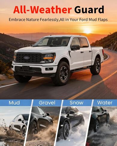 No Drill Mud Flaps for 2021-2026 Ford F-150,Heavy Duty Front & Rear Splash Guards Set for XL/STX/XLT/Lariat/King Ranch/Platinum/Limited/Tremor/Lobo Models,OEM-Style Mud Guards,Not Fit Raptor/Lightning in Saudi Arabia