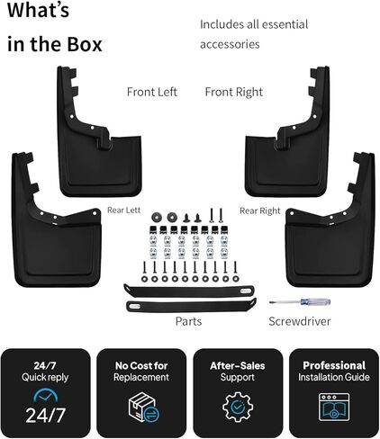 No Drill Mud Flaps for 2021-2026 Ford F-150,Heavy Duty Front & Rear Splash Guards Set for XL/STX/XLT/Lariat/King Ranch/Platinum/Limited/Tremor/Lobo Models,OEM-Style Mud Guards,Not Fit Raptor/Lightning in Saudi Arabia