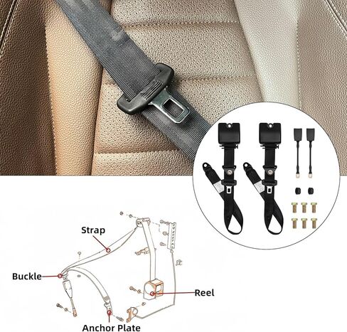 2 Pack 3Pt Pads Adjustable Retractable Straps Cover Universal Replacement Set for Go Kart, Golf Cart,Minivan Van,SUV,UTV, VR,Pickup,Truck for Modification Belt Protective Covers Kit in Saudi Arabia