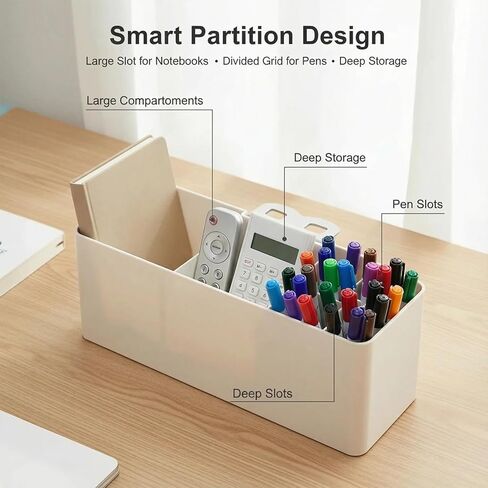 Desk Side Storage, Side Desk Organizer, No Drill Hanging Desk Organizer with 4 Large Pockets, Table Hanging Storage for Office & Home, Fits Flat Table Edge 1.26" (White) in Saudi Arabia