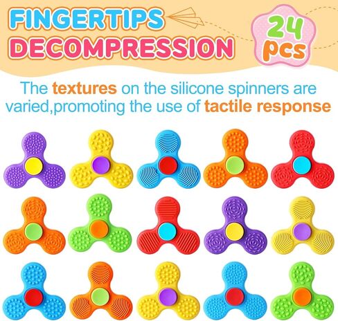 24 Pack Sensory Fidget Toys for Kids in Bulk, Mini Fidget Spinners for Adults with Autism ADHD, Quiet Classroom Prize Autism Toys Stress Relief Fidgets Desk Office Toys in Saudi Arabia