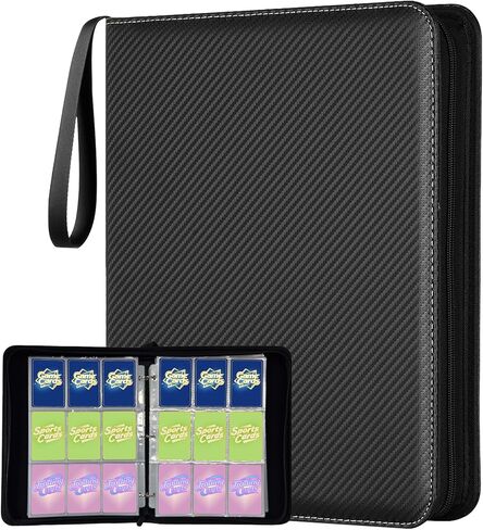9 Pocket Trading Card Binder, Holds 1080 Cards with 60 Removable Double-Sided Sleeves, Premium Zipper Top Loader Card Collection Album, PU Card Folder Holder for MTG, TCG, Baseball, Sports Cards in Saudi Arabia