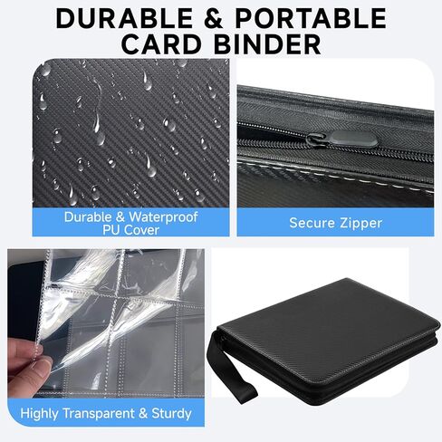 9 Pocket Trading Card Binder, Holds 1080 Cards with 60 Removable Double-Sided Sleeves, Premium Zipper Top Loader Card Collection Album, PU Card Folder Holder for MTG, TCG, Baseball, Sports Cards in Saudi Arabia