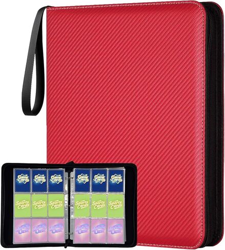 9 Pocket Trading Card Binder, Holds 1080 Cards with 60 Removable Double-Sided Sleeves, Premium Zipper Top Loader Card Collection Album, PU Card Folder Holder for MTG, TCG, Baseball, Sports Cards in Saudi Arabia
