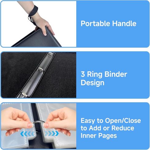 9 Pocket Trading Card Binder, Holds 1080 Cards with 60 Removable Double-Sided Sleeves, Premium Zipper Top Loader Card Collection Album, PU Card Folder Holder for MTG, TCG, Baseball, Sports Cards in Saudi Arabia