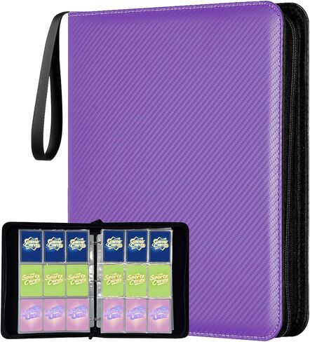 9 Pocket Trading Card Binder, Holds 1080 Cards with 60 Removable Double-Sided Sleeves, Premium Zipper Top Loader Card Collection Album, PU Card Folder Holder for MTG, TCG, Baseball, Sports Cards in Saudi Arabia