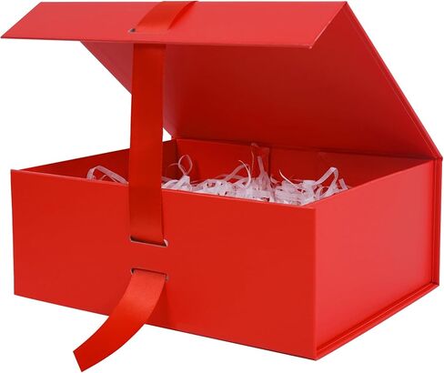 Aimyoo Large Black Gift Box with Ribbon, 11.5x8.6x4.1 inch Groomsman Proposal Box for Presents with Magnetic Closure Lids, Rectangle Collapsible Luxury Box for Wedding, Christmas, Halloween, Birthday in Saudi Arabia