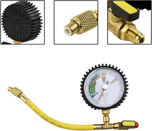 Nitrogen Pressure Tester Gauge for HVAC Systems, Brass 80mm for DIAL with 1/4 SAE Connector, Leak Test Tool for R134a R22 R410A Refrigeration in Saudi Arabia