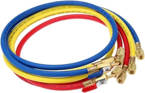 Air Conditioning Pressure Gauge Set With 60" Hoses, For R134A R12 R22 Refrigerant, With Ball Valve And 1/4" SAE Thread in Saudi Arabia