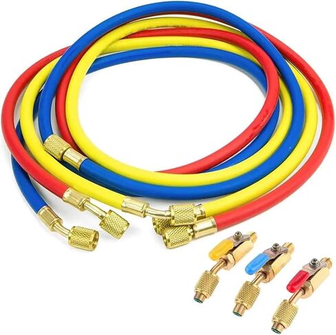 Air Conditioning Pressure Gauge Set With 60" Hoses, For R134A R12 R22 Refrigerant, With Ball Valve And 1/4" SAE Thread in Saudi Arabia