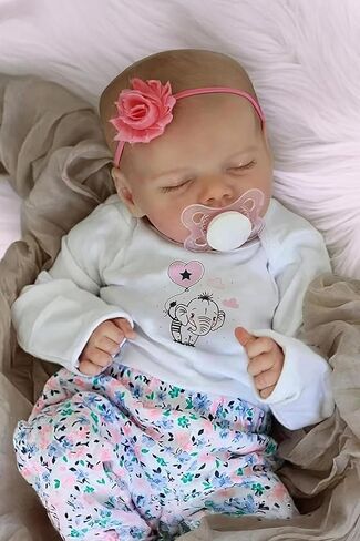 JIZHI Lifelike Reborn Baby Dolls Girl, 17 Inch Real Baby Doll Soft Body Realistic Newborn Vinyl Silicone Baby Doll Full Body Poseable Real Life Baby Dolls with Feeding Kit Gift Box for Kids Age 3+ in Kuwait