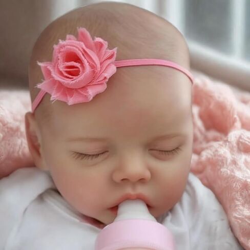 JIZHI Lifelike Reborn Baby Dolls Girl, 17 Inch Real Baby Doll Soft Body Realistic Newborn Vinyl Silicone Baby Doll Full Body Poseable Real Life Baby Dolls with Feeding Kit Gift Box for Kids Age 3+ in Kuwait