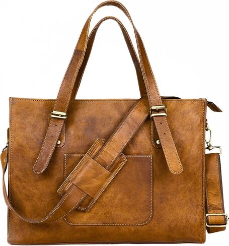 Genuine Leather Laptop Bag for Women 16" Large Brown Tote Fits 15.6" Computer Briefcase Womens Crossbody Messenger Bag in Saudi Arabia