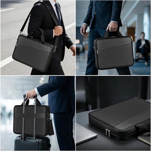 ENGPOW Laptop Bag, Fireproof 15.6 inch Messenger Bag Safe Storage for Laptop or Tablet, Computer Bag Carrying Case with Shoulder Strap＆Handle, Dual Zipper, Mesh Pockets for Home Office Travel, Black in Saudi Arabia