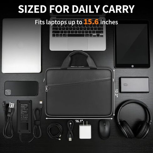 ENGPOW Laptop Bag, Fireproof 15.6 inch Messenger Bag Safe Storage for Laptop or Tablet, Computer Bag Carrying Case with Shoulder Strap＆Handle, Dual Zipper, Mesh Pockets for Home Office Travel, Black in Saudi Arabia