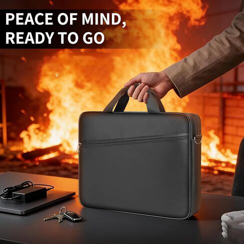 ENGPOW Laptop Bag, Fireproof 15.6 inch Messenger Bag Safe Storage for Laptop or Tablet, Computer Bag Carrying Case with Shoulder Strap＆Handle, Dual Zipper, Mesh Pockets for Home Office Travel, Black in Saudi Arabia