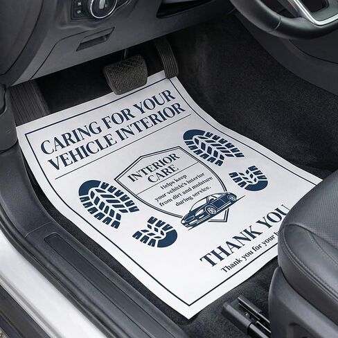 Disposable Paper Car Floor Mats, 100pcs 16x20 in, Full-Color Printed Waterproof Floor Mat Covers for Auto Service, Detailing Use & Everyday Passenger Cars in Saudi Arabia