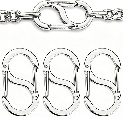 Necklace Clasp 3 Pack, Stainless Steel S Hook Clip Connector, Double Lobster Clasp Silver, Clasp for Bracelet, Glasses Chain, Keychain & DIY Jewelry (Silver, 1/4") in Saudi Arabia