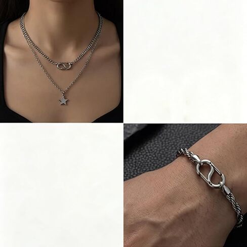 Necklace Clasp 3 Pack, Stainless Steel S Hook Clip Connector, Double Lobster Clasp Silver, Clasp for Bracelet, Glasses Chain, Keychain & DIY Jewelry (Silver, 1/4") in Saudi Arabia