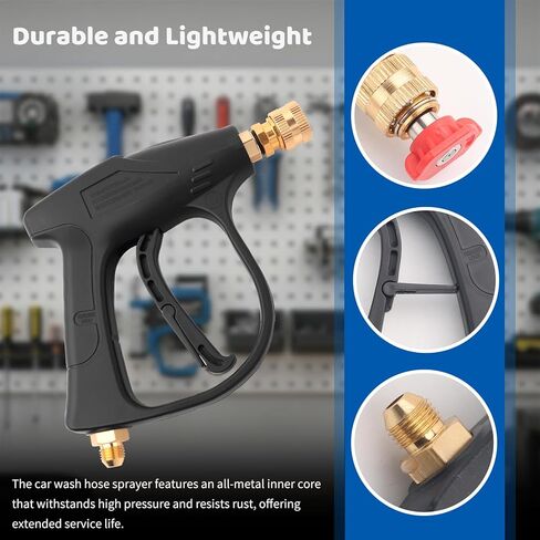2026 New Short Pressure Washer Gun Kit,M22-14 Thread Car Wash Gun with 5 Quick-Connect Nozzles for Quick Cleaning,Multi-Functional Pressure Washer Spray Guns as Car Cleaning Kit in Saudi Arabia