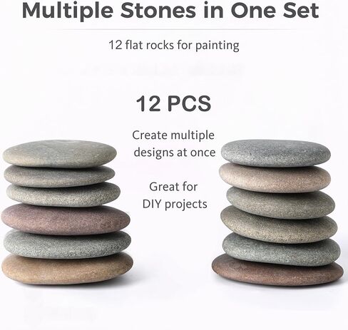 ROCART 12 PCS Large 3.35-4.15" Smooth Natural River Rocks for Painting, Flat Painting Rocks & Craft Stones for Arts, DIY Projects & Creative Studios in Saudi Arabia