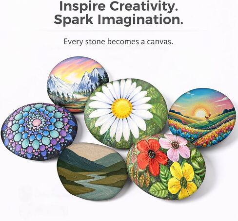 ROCART 12 PCS Large 3.35-4.15" Smooth Natural River Rocks for Painting, Flat Painting Rocks & Craft Stones for Arts, DIY Projects & Creative Studios in Saudi Arabia