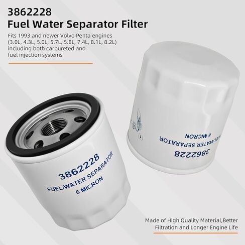3862228 Fuel Water Separator Filter - Compatible with Volvo Penta Marine Engines 4.3, 5.0, 5.7, 5.8, 7.4, 8.1, 8.2L in Saudi Arabia