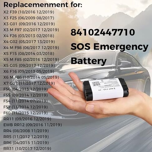 Auto Emergency Battery 84102447710 Replacement for F20 F21 F22 F30 F31 F44 F45 F46 G20 G21 G30, for F56 X2 X3 X4 M F98 Portable 330Mah 8.0V TCB Car Emergency Battery 84-10-2-447-710 in Saudi Arabia
