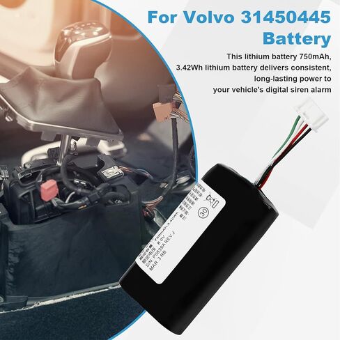 متوافق مع استبدال بطارية فولفو 31450445: GBQ6E P0839A C40 S60 S60 MK3 S90 S90 2019 T5 Inscription V60 XC90 2018 T8 Momentum XC90 2018 T8 R-Design Digital Siren Alarm Battery 750mAh، 3.42Wh in Kuwait