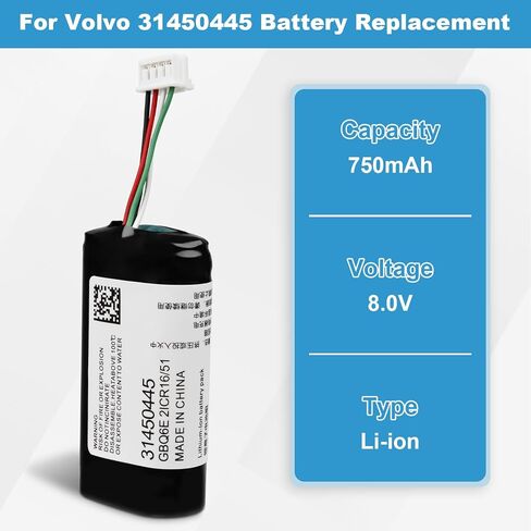 متوافق مع استبدال بطارية فولفو 31450445: GBQ6E P0839A C40 S60 S60 MK3 S90 S90 2019 T5 Inscription V60 XC90 2018 T8 Momentum XC90 2018 T8 R-Design Digital Siren Alarm Battery 750mAh، 3.42Wh in Kuwait