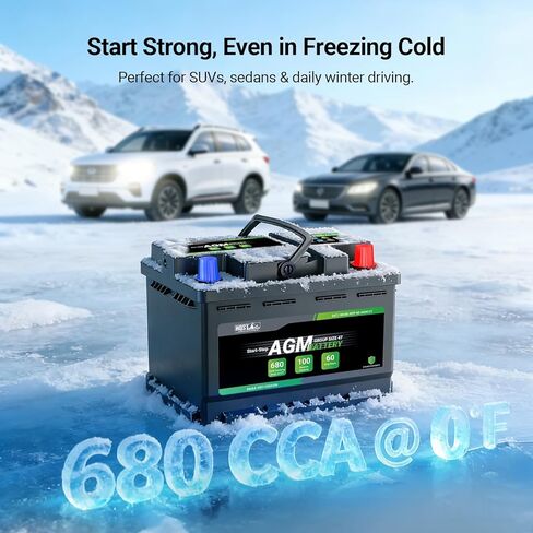 بطارية سيارة HQST ​​H5 Group 47 AGM، 12 فولت 60 أمبير 680 CCA 100RC، بطارية سيارة بدء التشغيل لسيارات السيدان وسيارات الدفع الرباعي والشاحنات وبطارية بديلة للسيارات لا تحتاج إلى صيانة in Kuwait