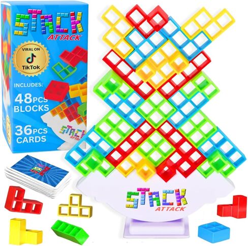 Stack Attack Block Balancing Game | Family Game Night Favorite | Exciting for Kids & Adults | Play Solo or Challenge Friends | Social Media Sensation | for Ages 3+ in Saudi Arabia