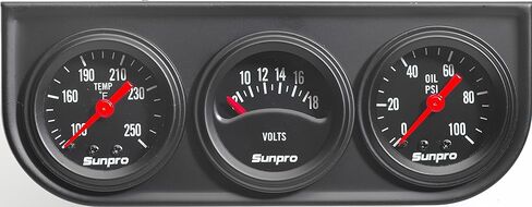 Sunpro CP8090 Mini Triple Gauge Kit - Black Dial in Saudi Arabia
